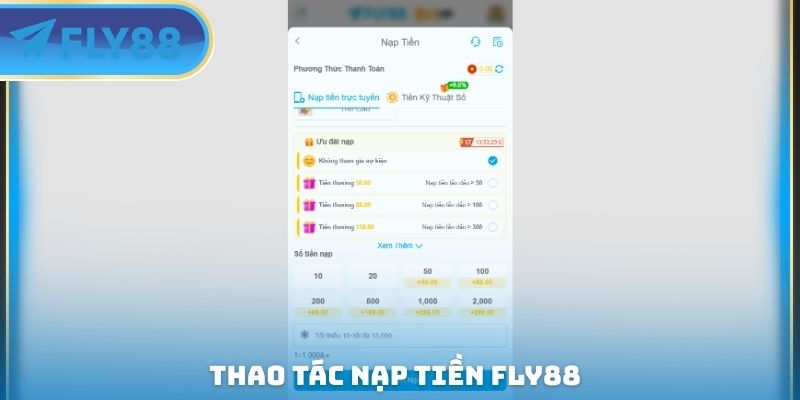 thao tác nạp tiền fly88